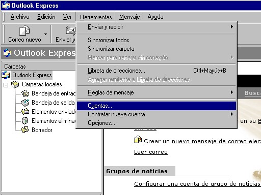Paso 1 para configurar Outlook