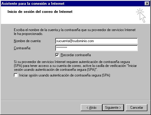 Paso 6 para configurar Outlook